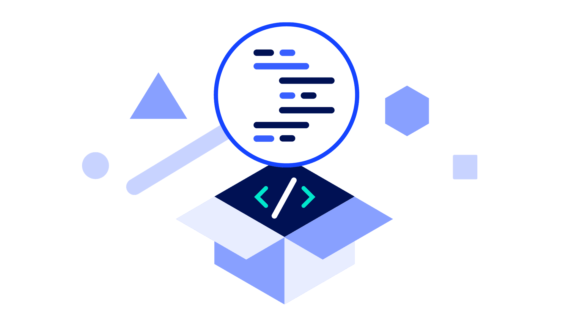 Illustration mit einer Lupe, die Software sucht